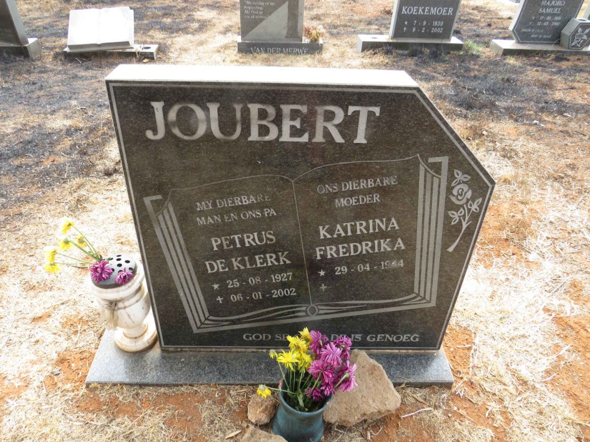 JOUBERT Petrus De Klerk 1927-2002 & Katrina Fredrika 1944-