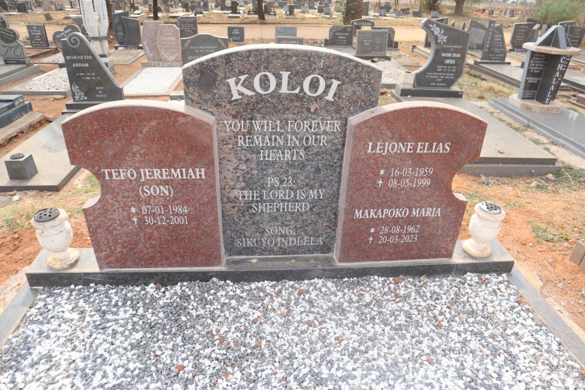 KOLOI Lejone Elias 1959-1999 & Makapoko Maria 1962-2023 :: KOLOI Tefo Jeremiah 1984-2001