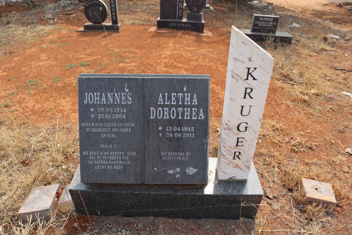KRUGER Johannes 1934-2004 & Aletha Dorothea 1942-2011