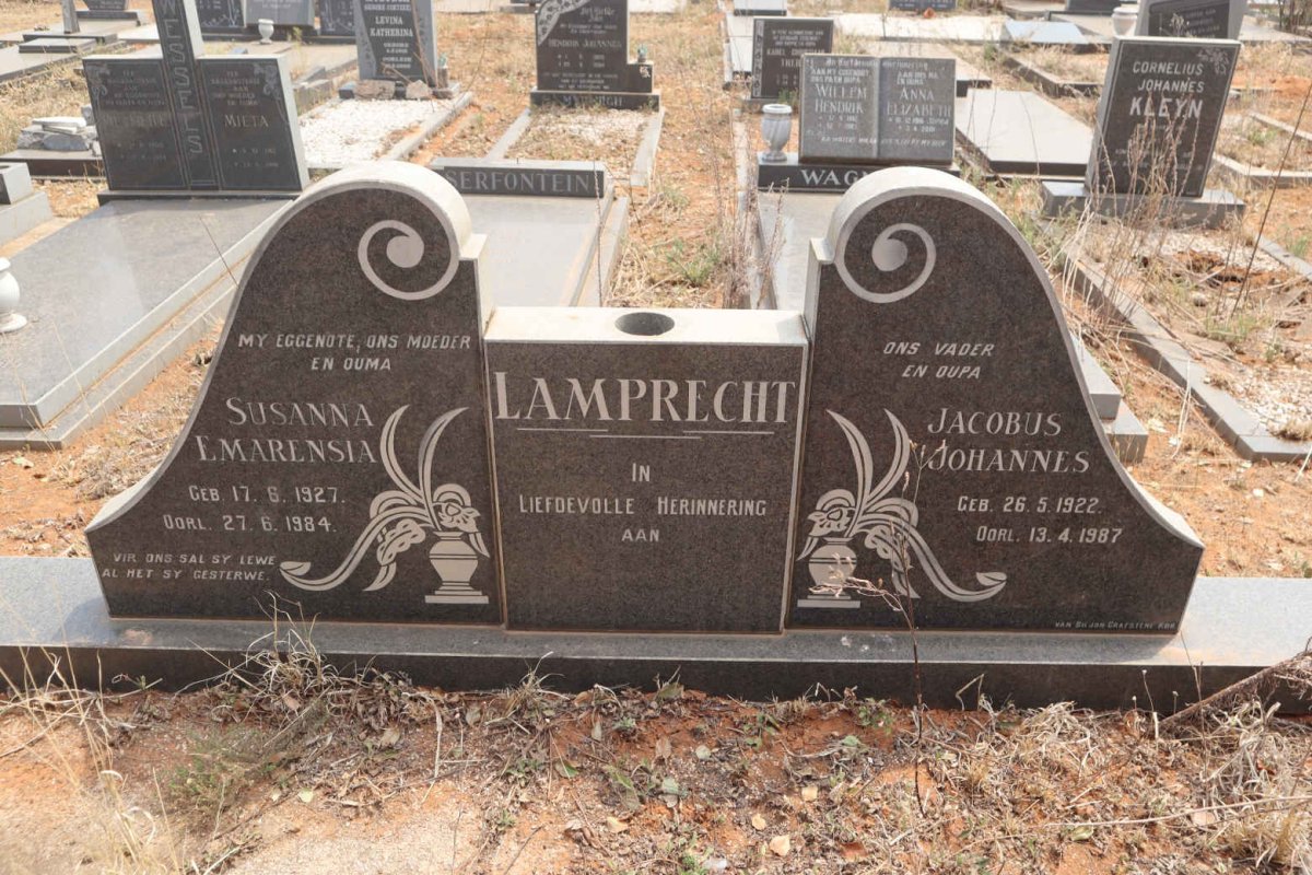 LAMPRECHT Jacobus Johannes 1922-1987 & Susanna Emarensia 1927-1984