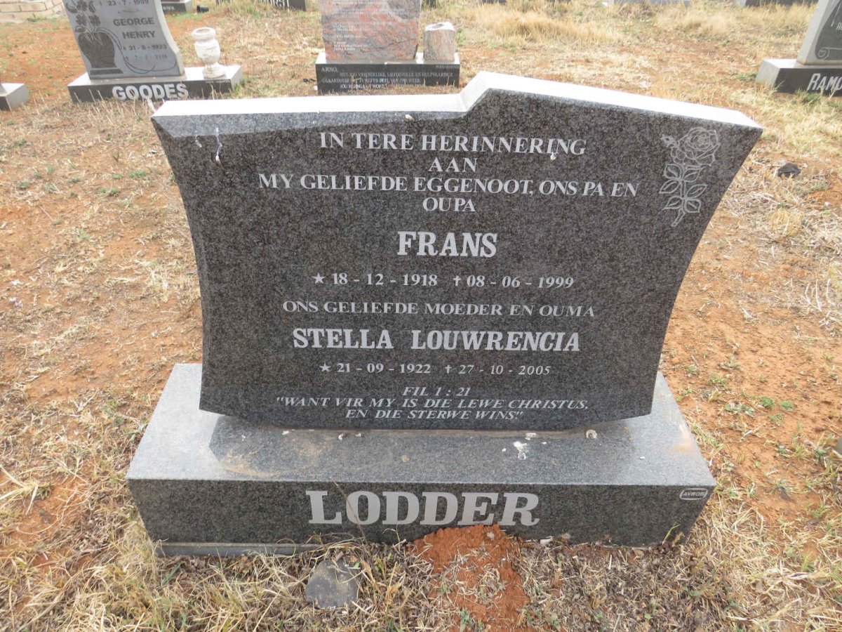 LODDER Frans 1918-1999 & Stella Louwrencia 1922-2005