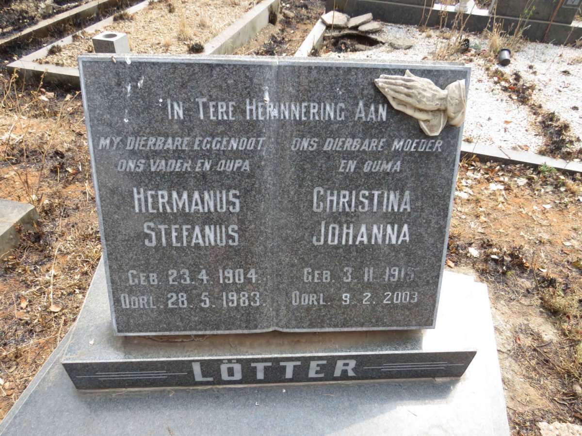 LOTTER Hermanus Stefanus 1904-1983 & Christina Johanna 1915-2003