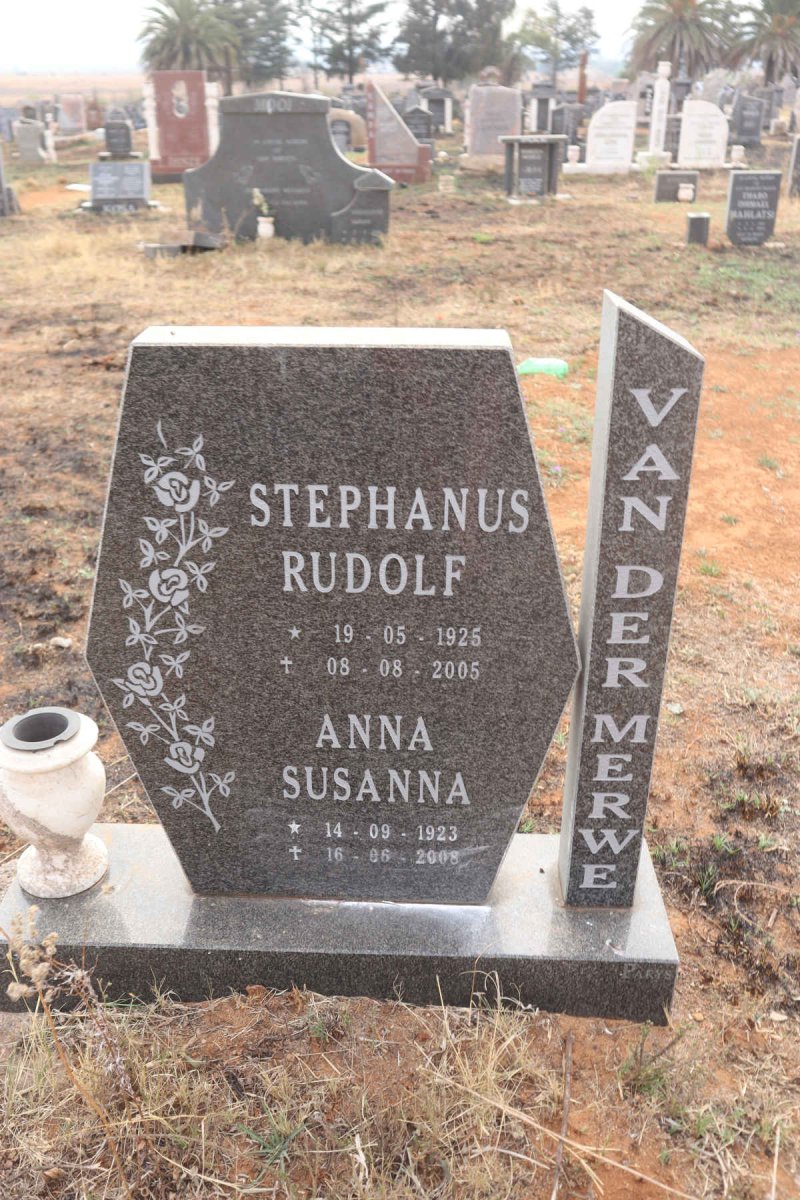 MERWE Stephanus Rudolf, van der 1925-2005 & Anna Susanna 1923-2008