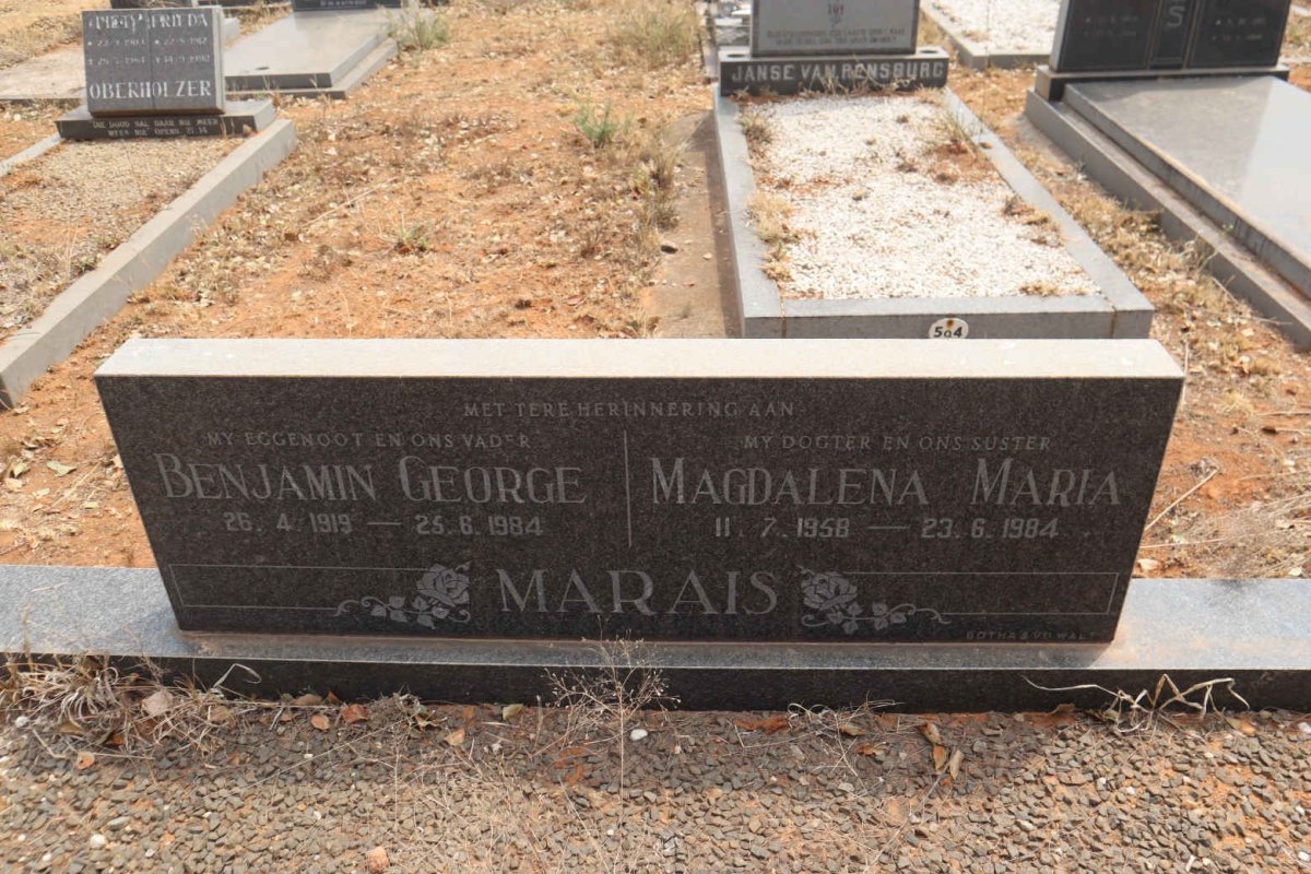 MARAIS Benjamin George 1919-1984 :: MARAIS Magdalena Maria 1958-1984