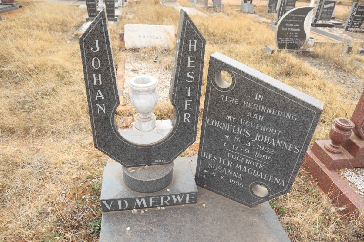 MERWE Cornelius Johannes, v.d. 1952-1995 & Hester Magdalena Susanna 1958-