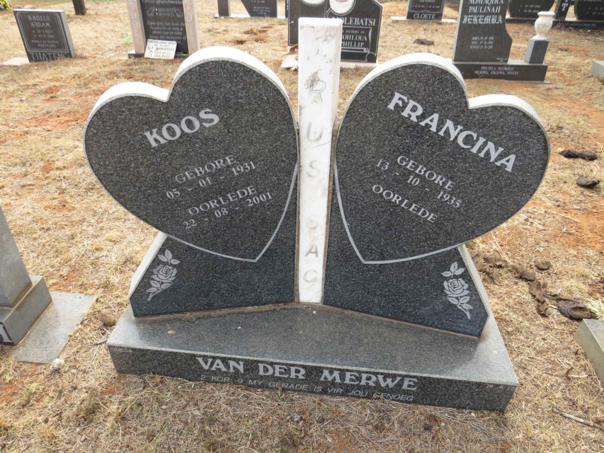 MERWE Koos, van der 1931-2001 & Francina 1935-