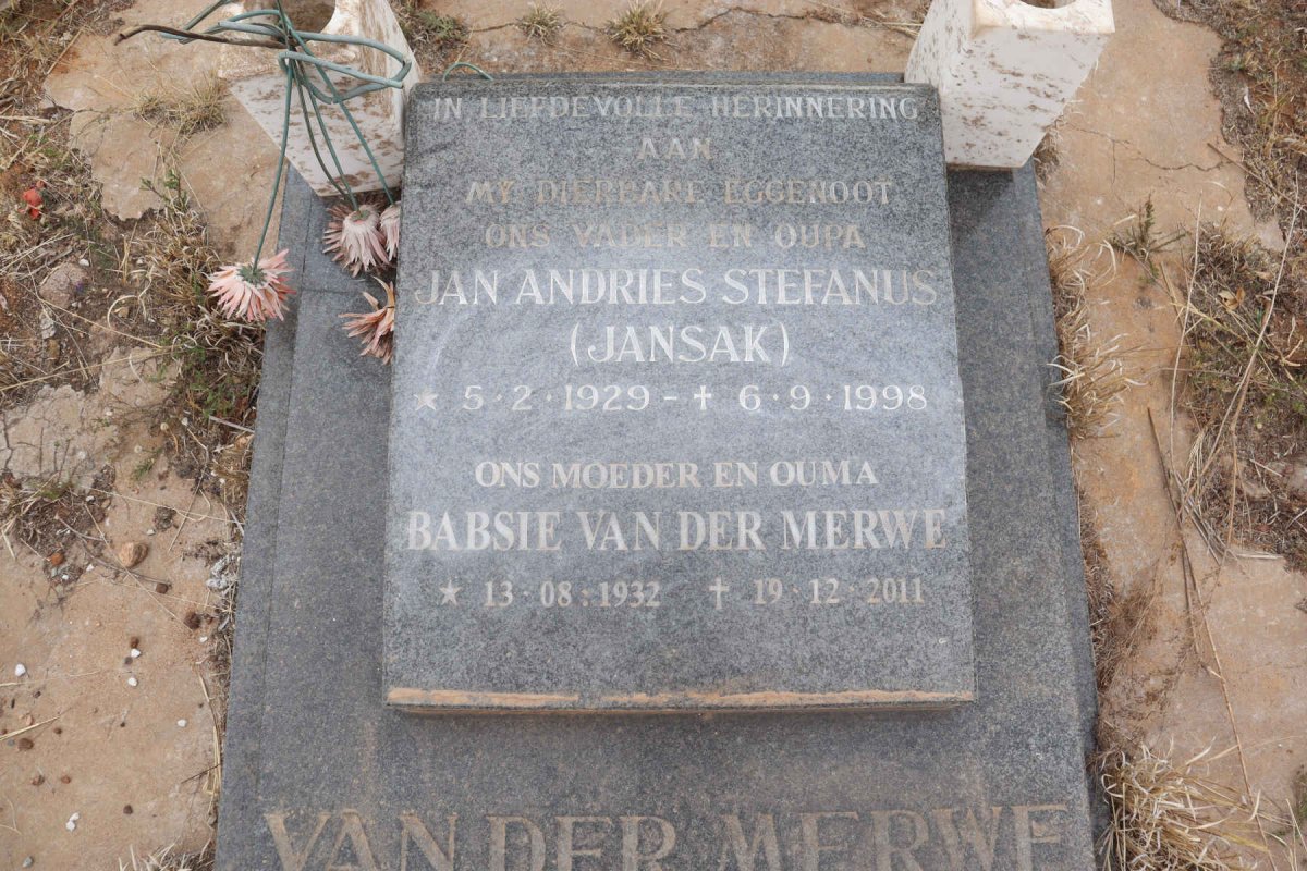 MERWE Jan Andries Stefanus, van der 1929-1998 & Babsie 1932-2011