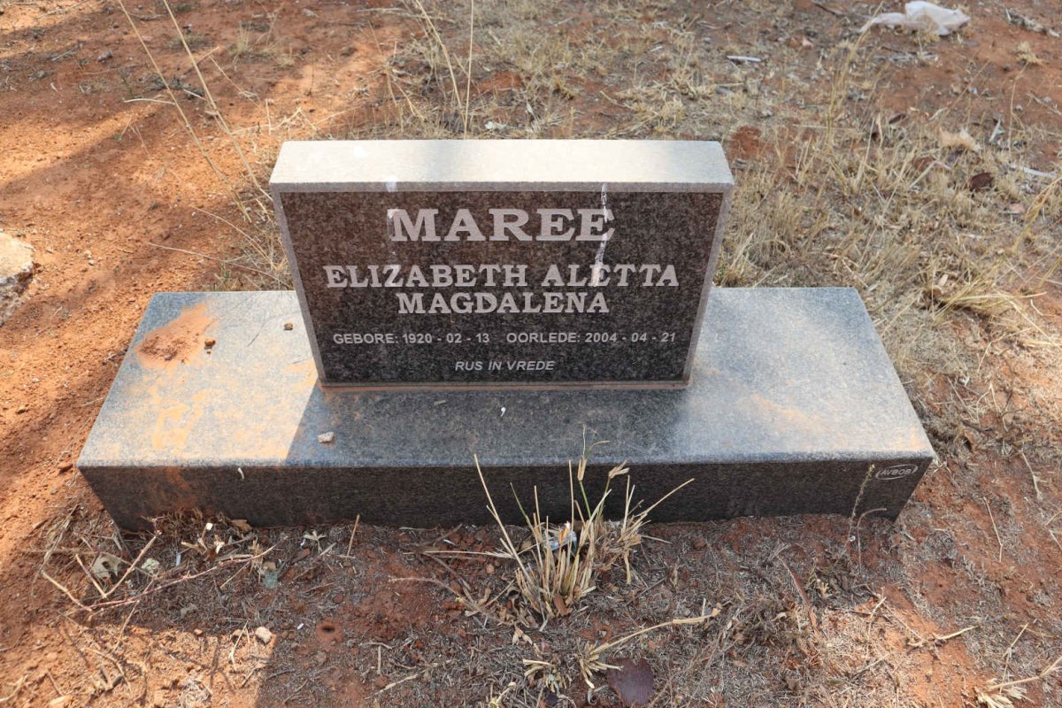 MAREE Elizabeth Aletta Magdalena 1920-2004