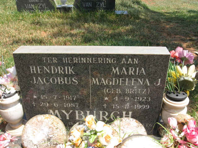 MYBURGH Hendrik Jacobus 1917-1987 &amp; Maria Magdalena BRITZ 1923-1999