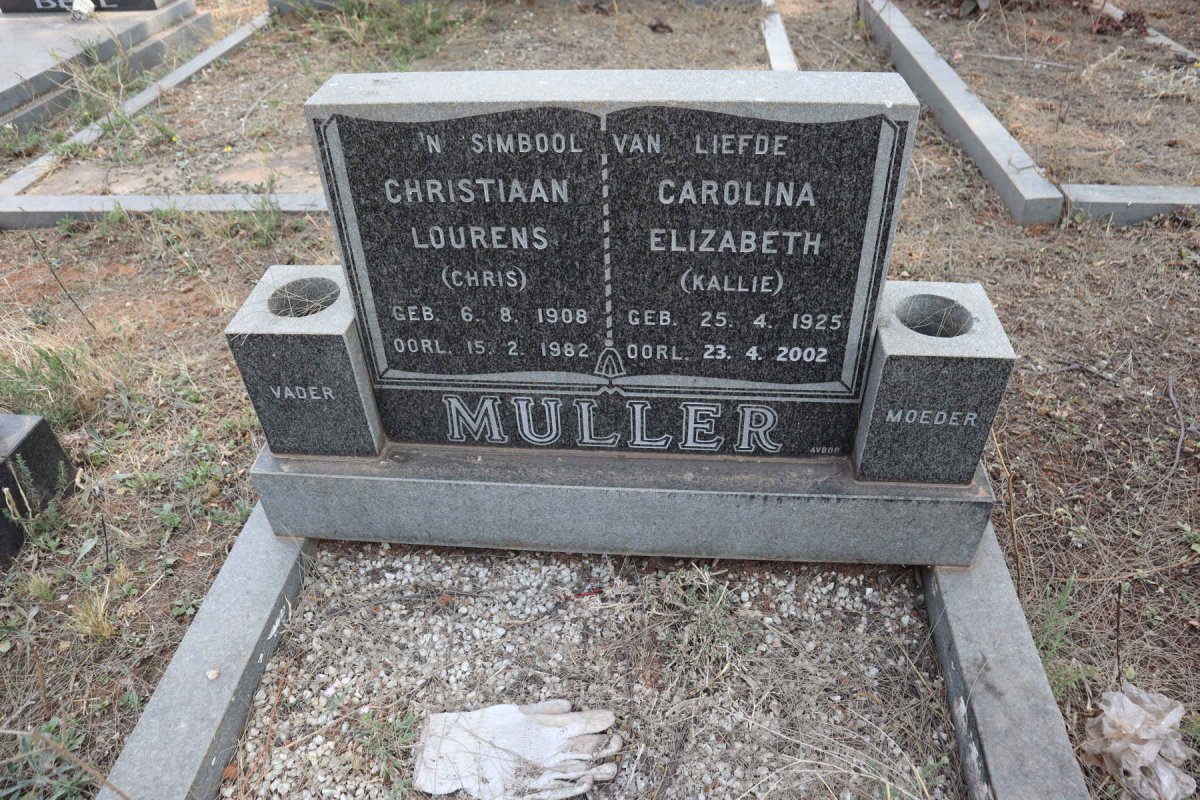 MULLER Christiaan Lourens 1908-1982 & Carolina Elizabeth 1925-2002