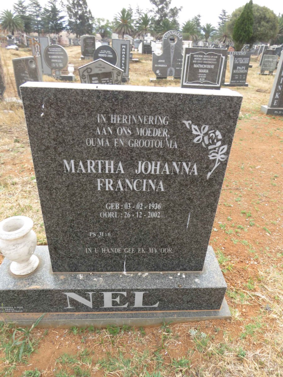 NEL Martha Johanna Francina 1936-2002
