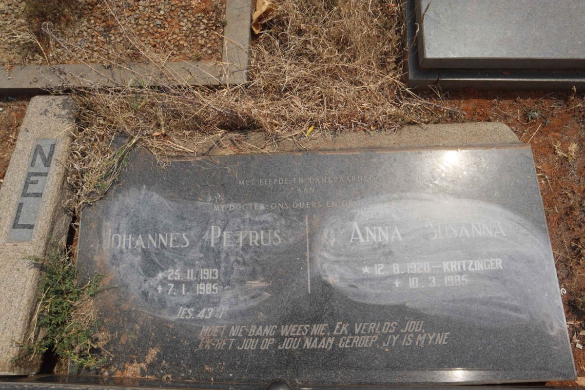 NEL Johannes Petrus 1913-1985 & Anna Susanna KRITZINGER 1920-1985