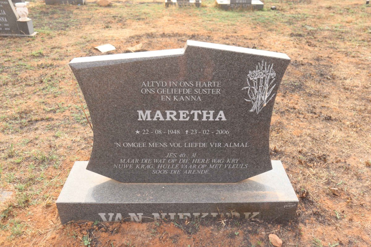 NIEKERK Maretha, van 1948-2006