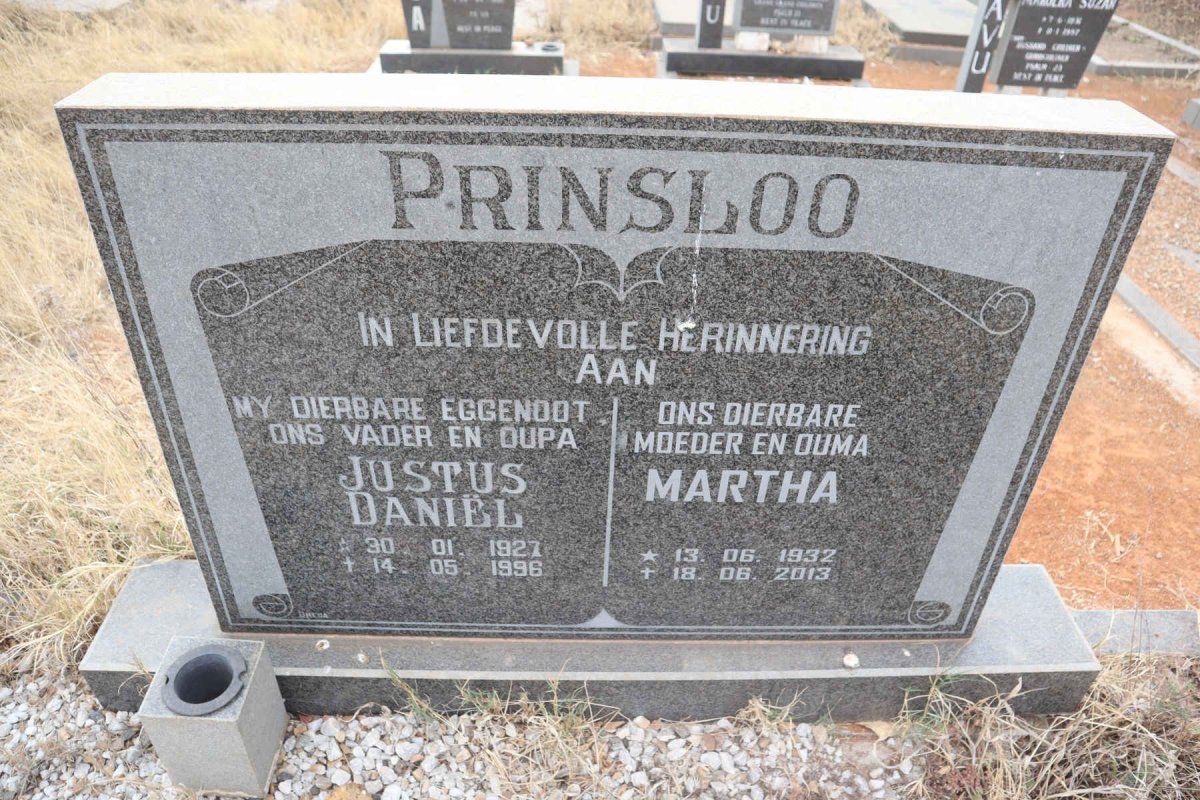 PRINSLOO Justus Daniel 1927-1996 & Martha 1932-2013