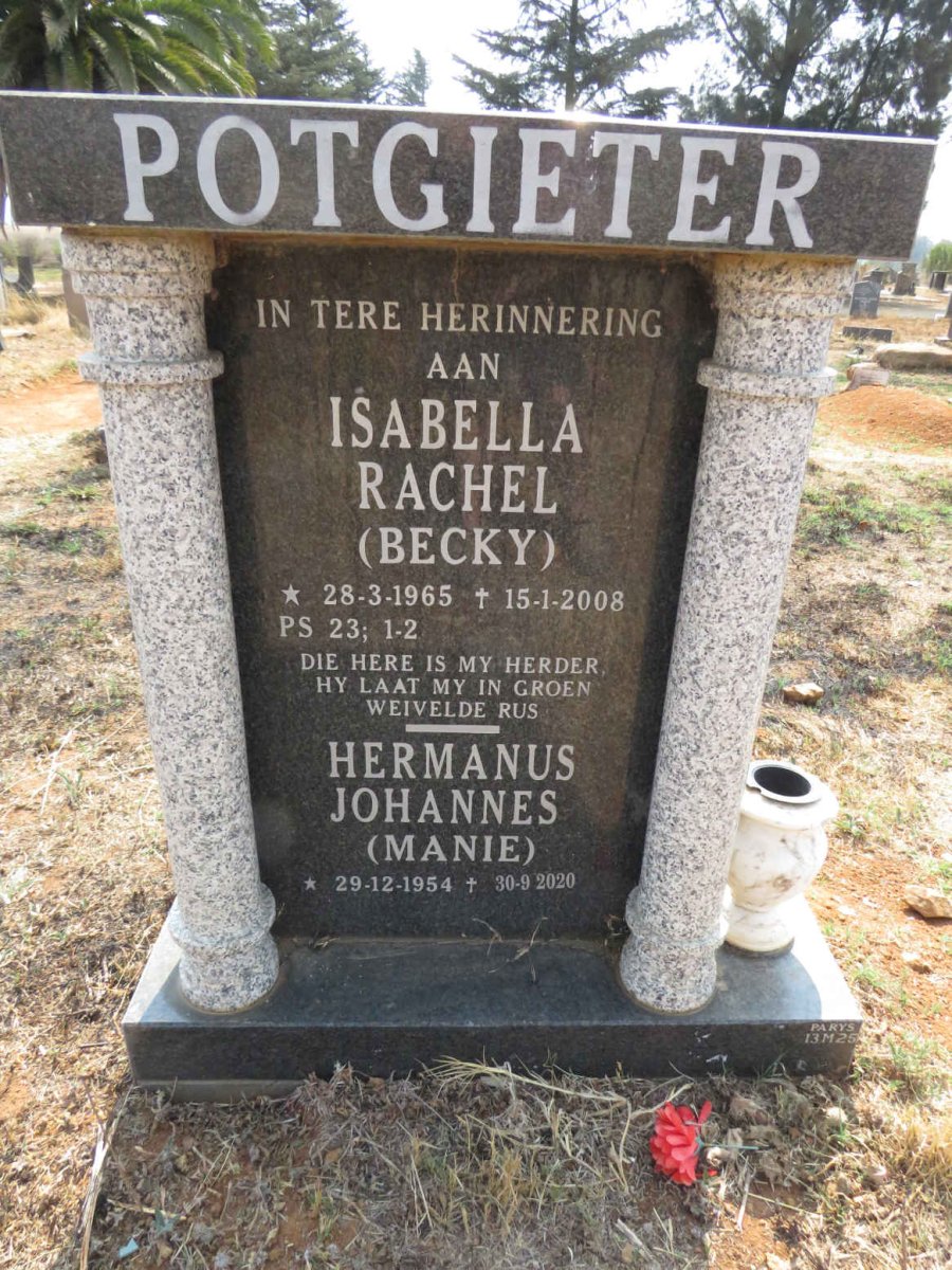 POTGIETER Hermanus Johannes 1954-2020 & Isabella Rachel 1965-2008  