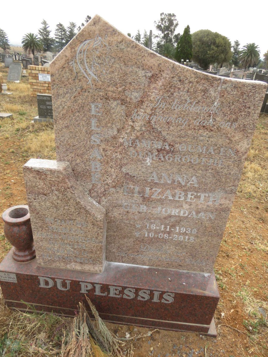 PLESSIS Elsabe Anna Elizabeth, du nee JORDAAN 1930-2018