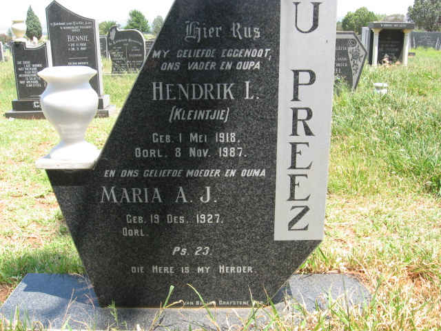 PREEZ Hendrik, du 1918-1987 &amp; Maria A.J. 1927-