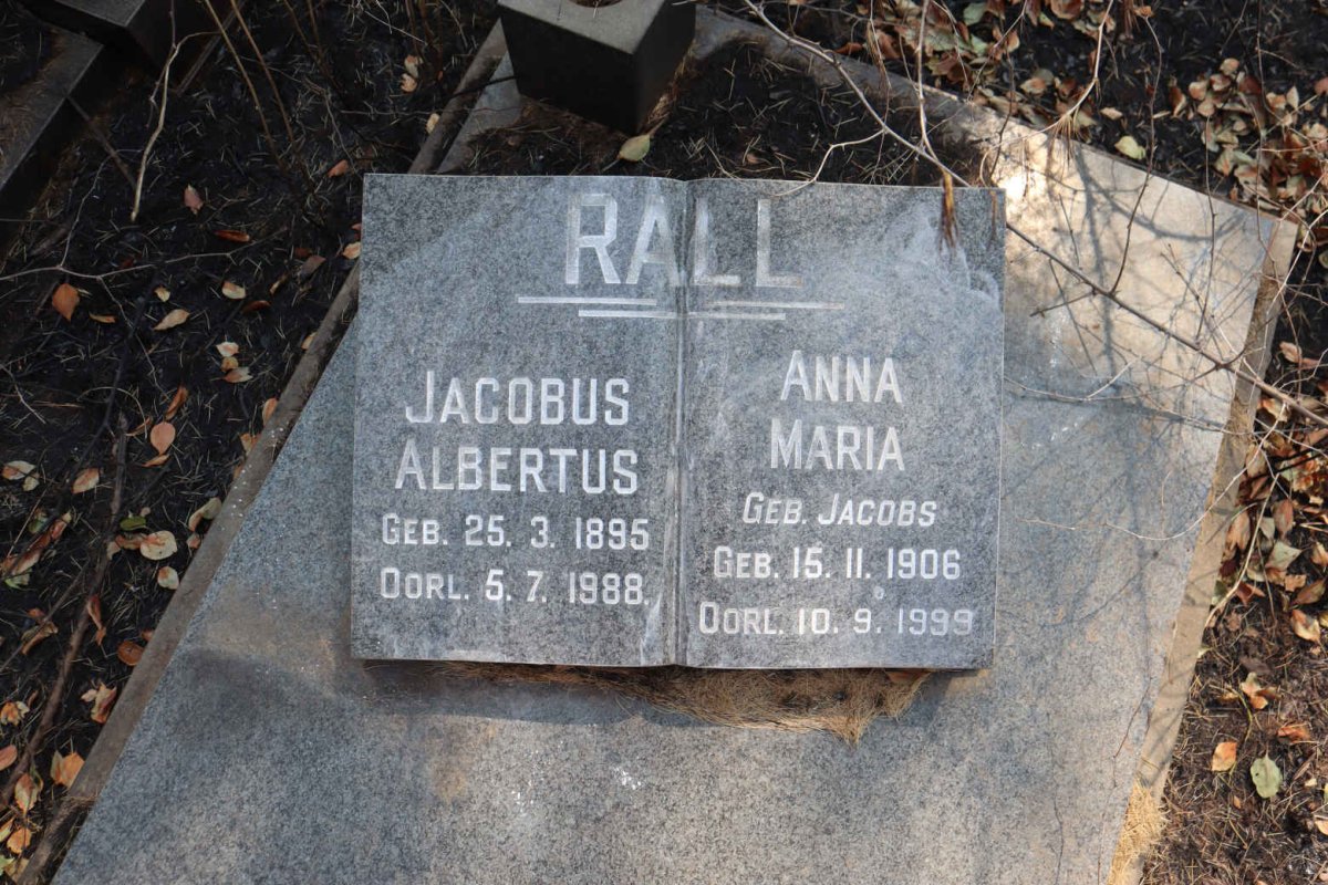 RALL Jacobus Albertus 1895-1988 & Anna Maria JACOBS 1906-1999