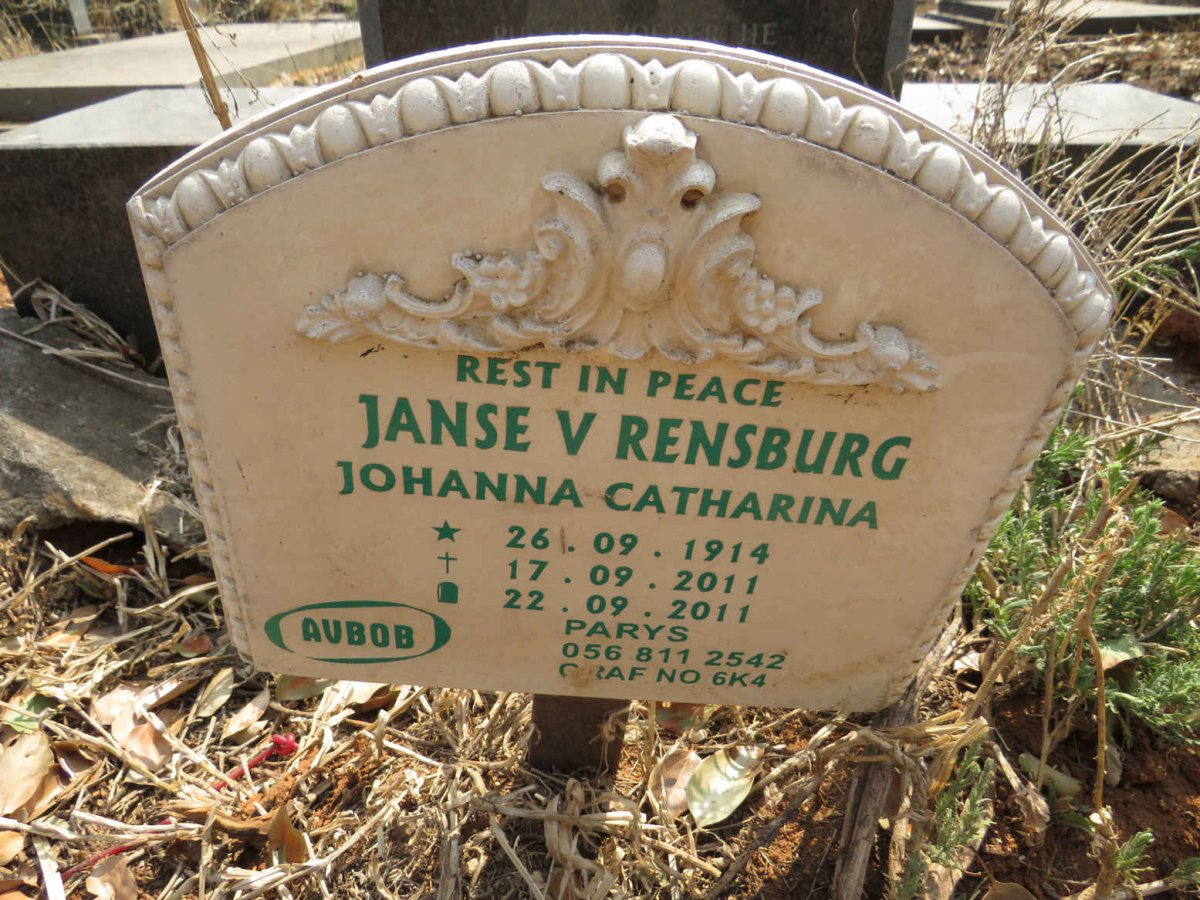 RENSBURG Johanna Catharina, Janse v. 1914-2011