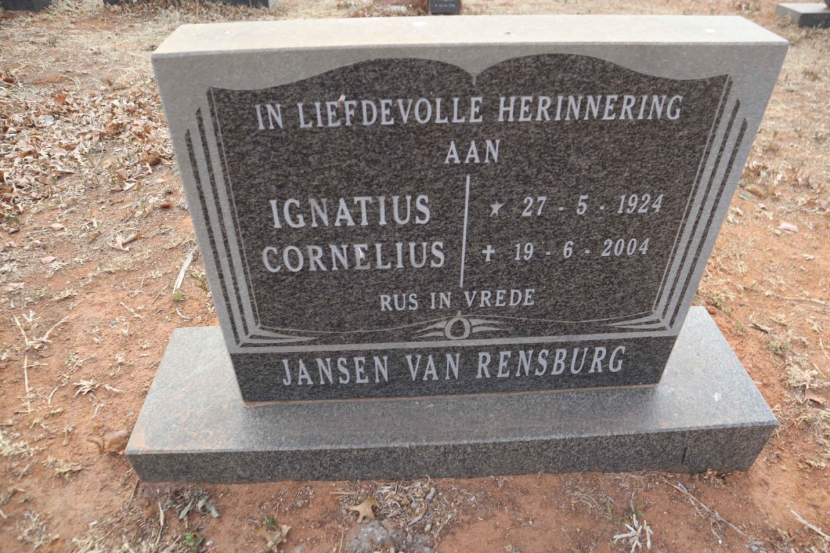 RENSBURG Ignatius Cornelius, Jansen van 1924-2004