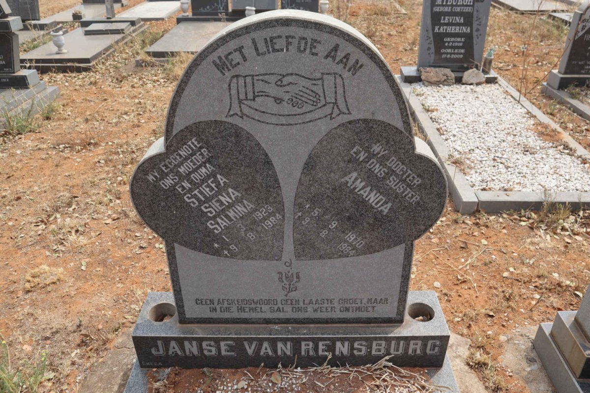 RENSBURG Stiefa Siena Salmina, Janse van 1923-1984 :: RENSBURG Amanda, Janse van 1970-1984