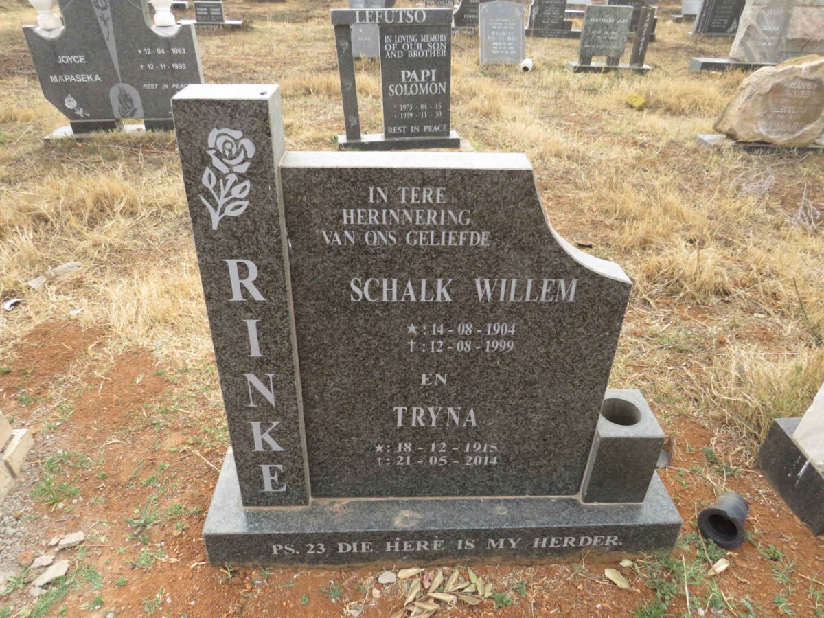 RINKE Schalk Willem 1904-1999 & Tryna 1915-2014
