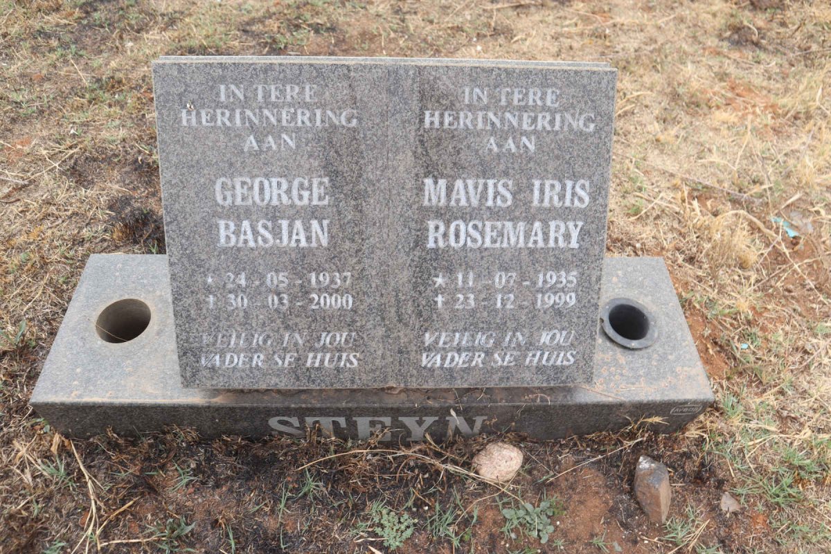 STEYN George Basjan 1937-2000 & Mavis Iris Rosemary 1935-1999