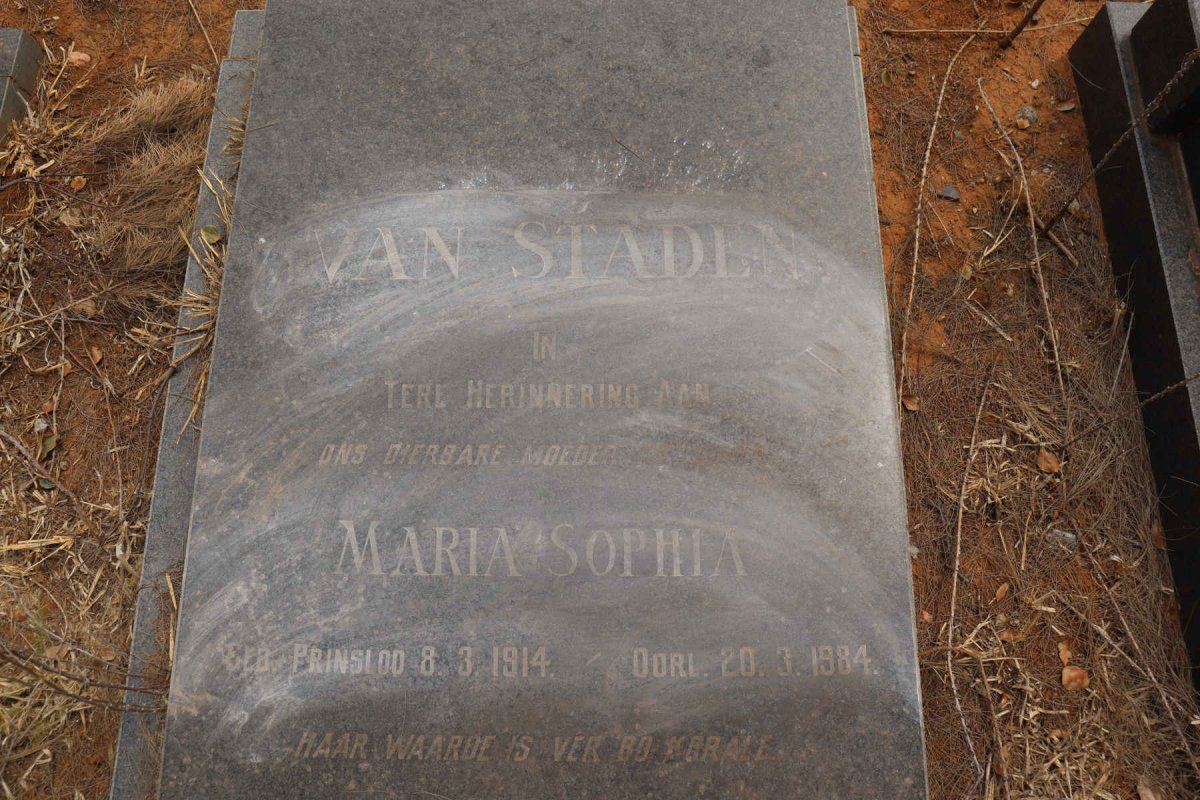 STADEN Maria Sophia, van 1914-1984