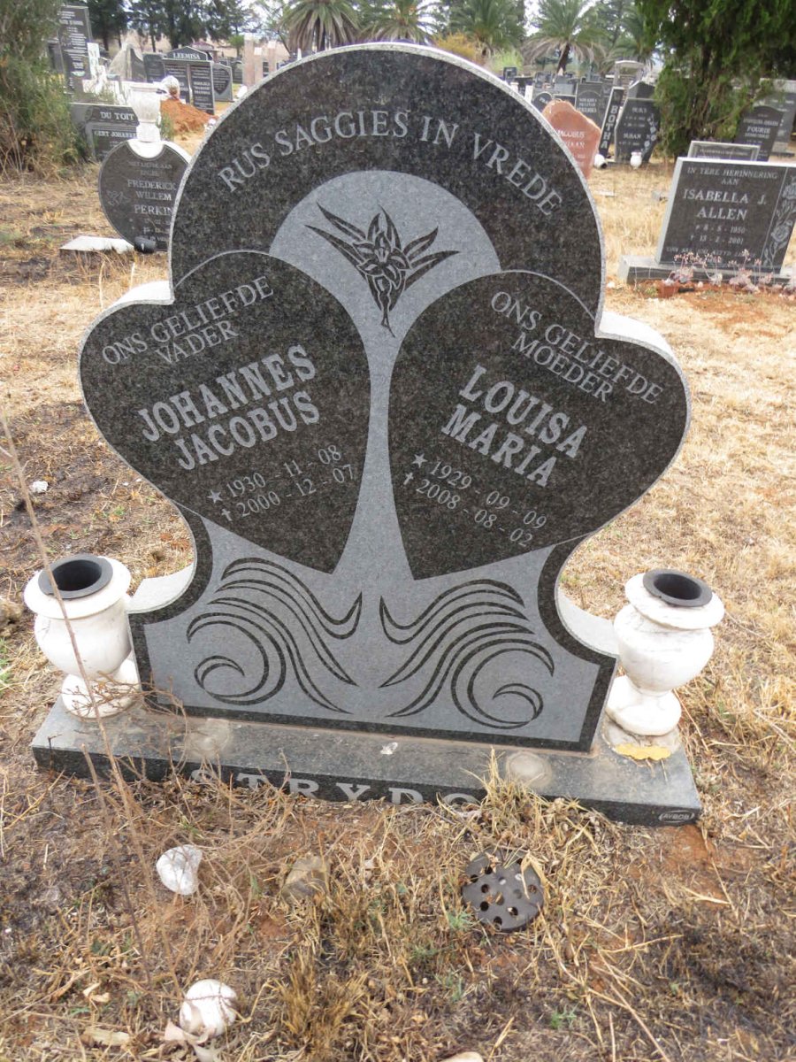 STRYDOM Johannes Jacobus 1930-2000 & Louisa Maria 1929-2008