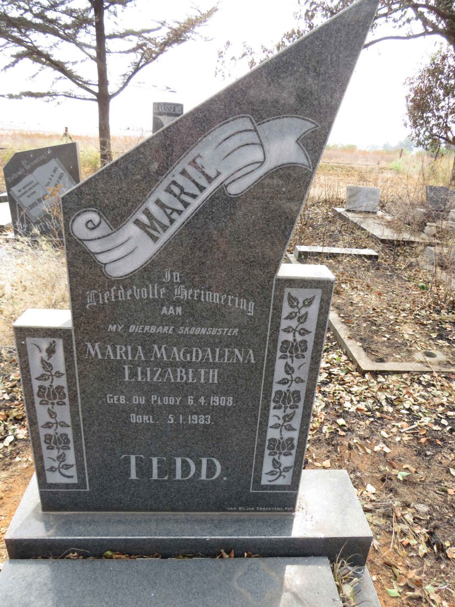 TEDD Maria Magdalena Elizabeth nee DU PLOOY 1908-1983