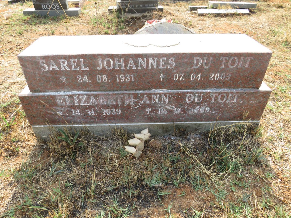TOIT Sarel Johannes, du 1931-2003 & Elizabeth Ann 1939-2009