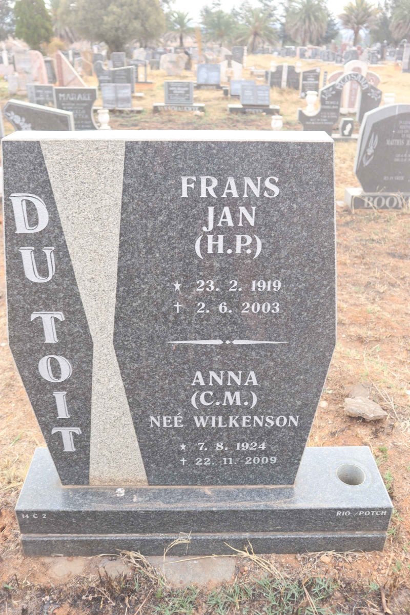 TOIT H.P., du 1919-2003 & C.M. WILKENSON 1924-2009