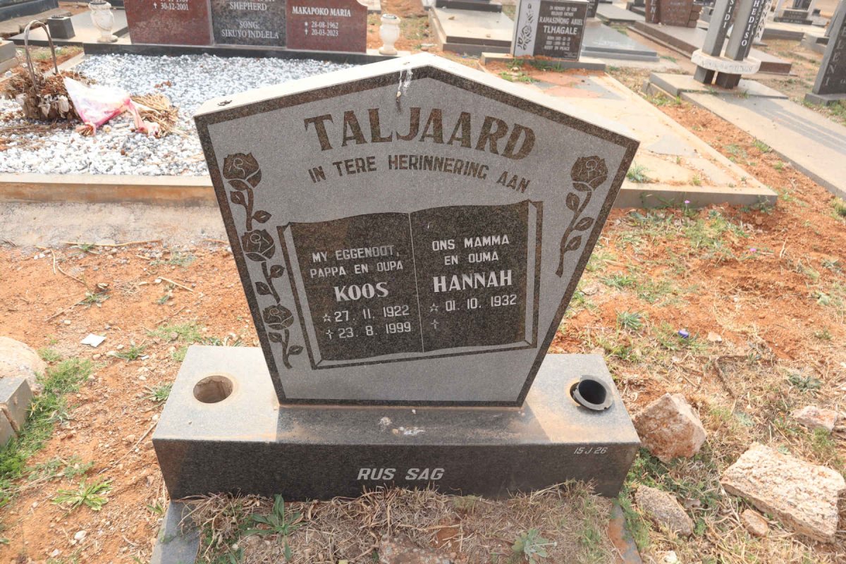TALJAARD Koos 1922-1999 & Hannah 1932-