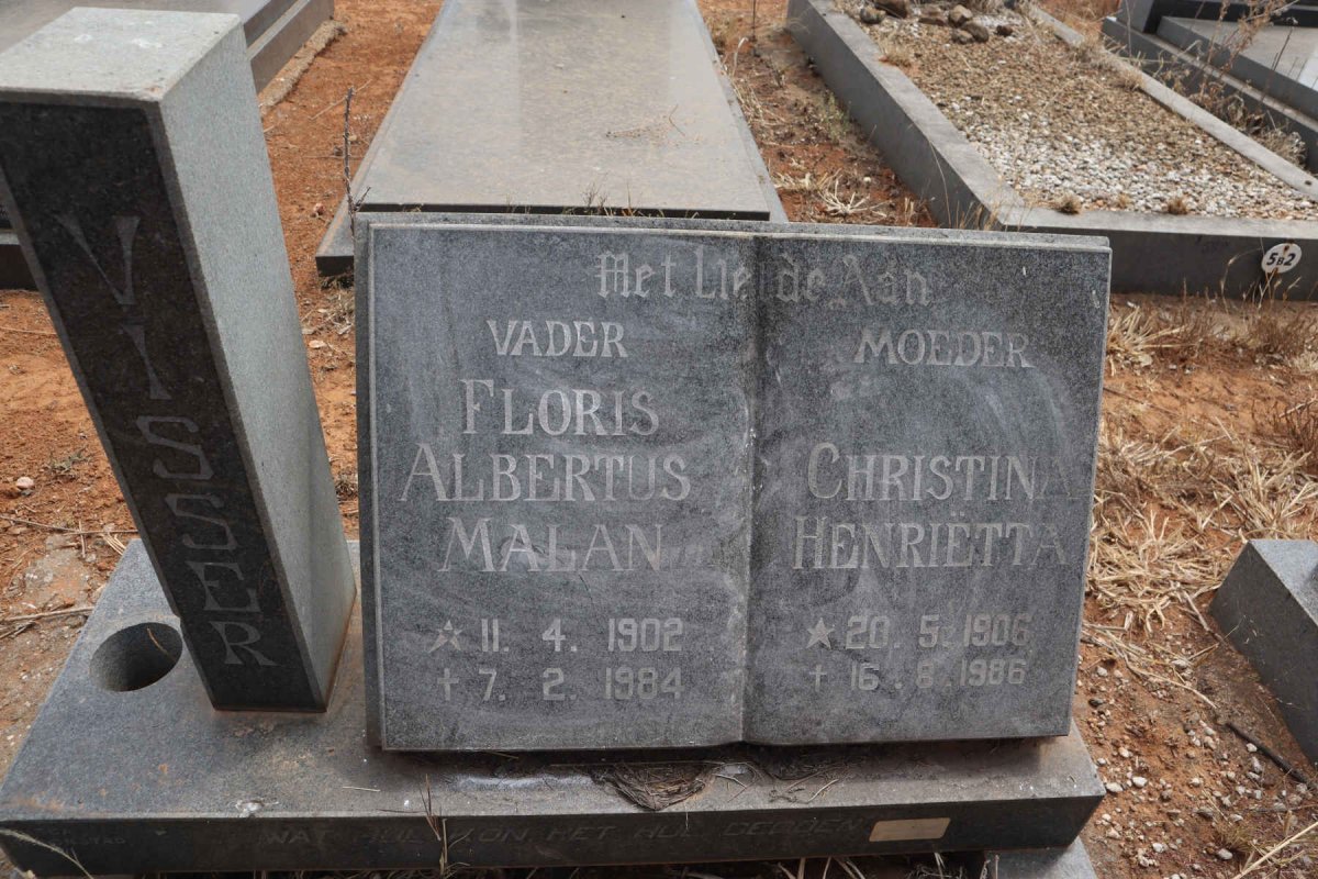 VISSER Floris Albertus Malan 1902-1984 & Christina Henrietta 1906-1986