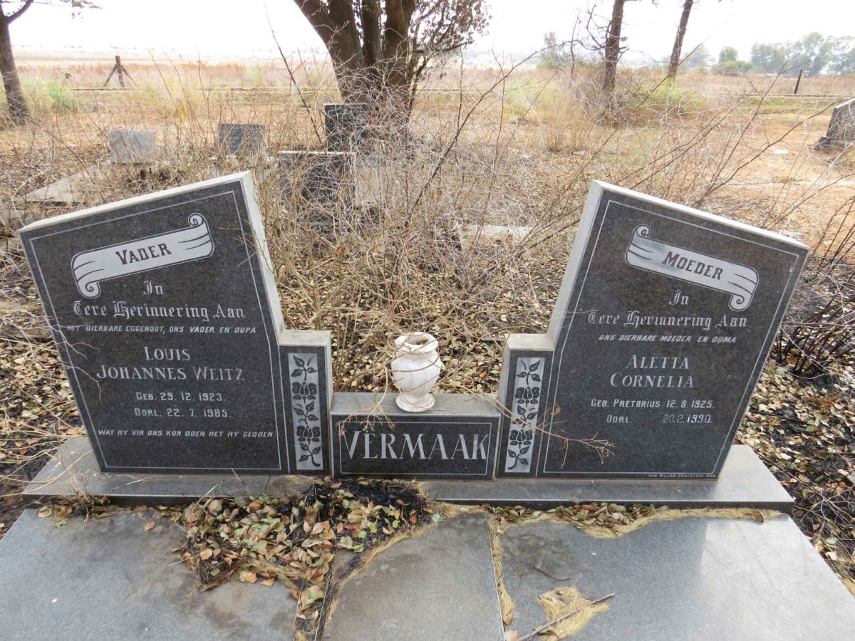 VERMAAK Louis Johannes Weitz 1923-1985 & Aletta Cornelia PRETORIUS 1925-1990
