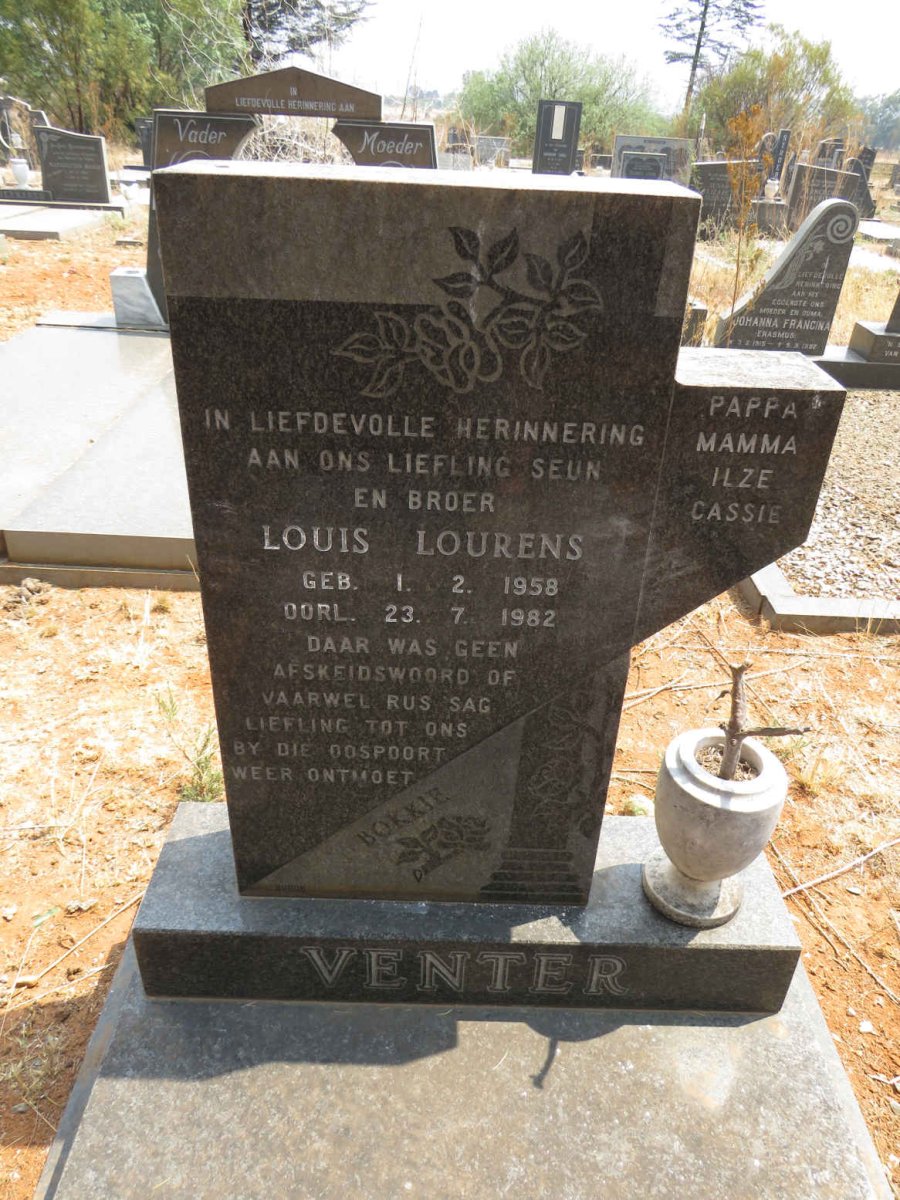VENTER Louis Lourens 1958-1982