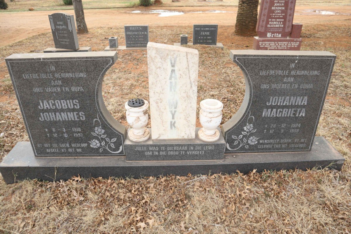 WYK Jacobus Johannes, van 1918-1997 & Johanna Magrieta 1924-1998