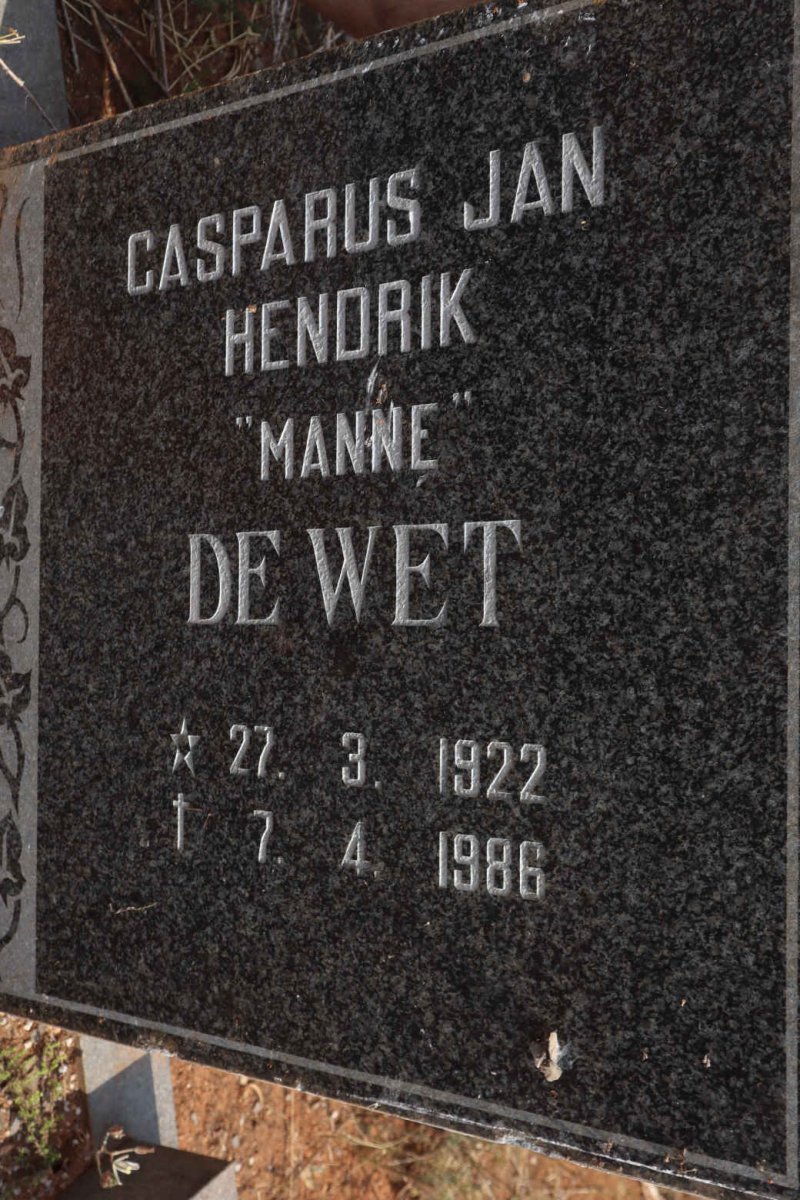 WET Casparus Jan Hendrik, de 1922-1986