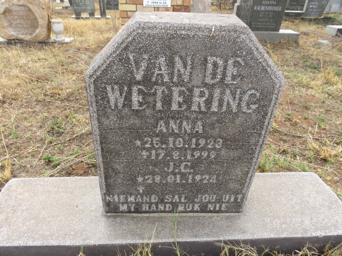 WETERING J.C., van de 1924- & Anna 1923-1999