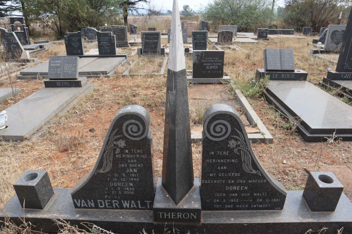 WALT Jan, van der 1917-1992 & Doreen 1930-2000 :: THERON Doreen nee VAN DER WALT 1952-1981