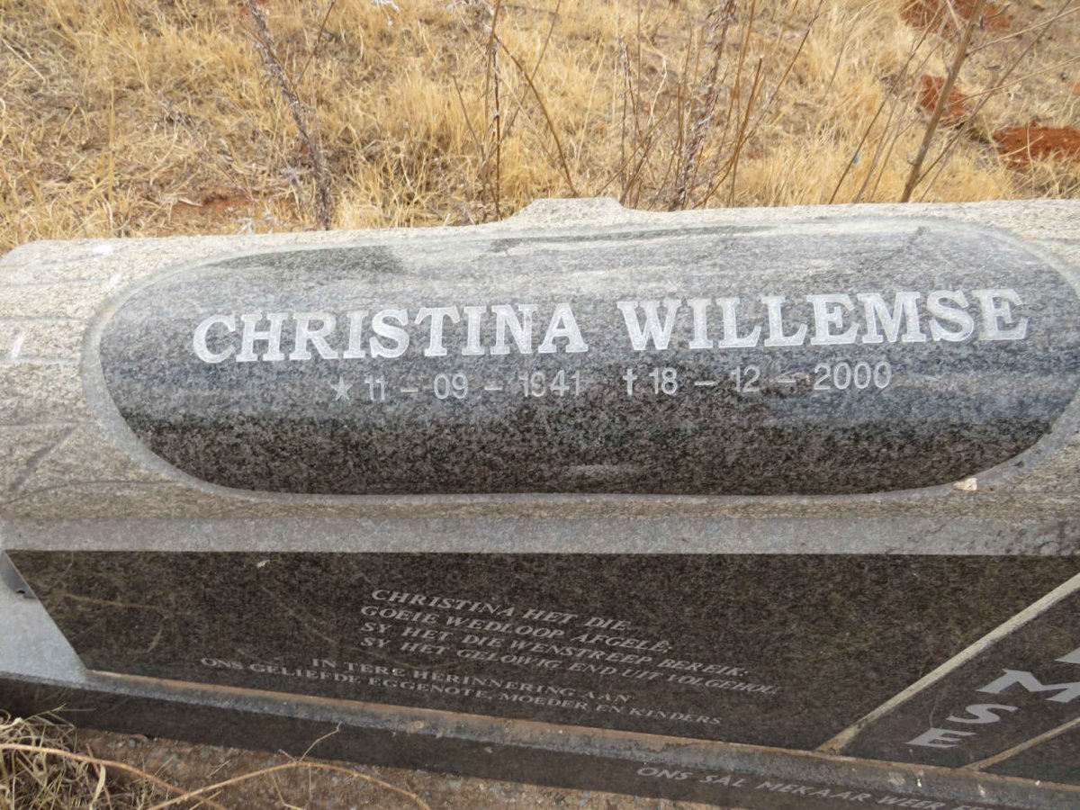 WILLEMSE George 1941-2014 & Christina 1941-2000 :: WILLEMSE George 1966-2007_3