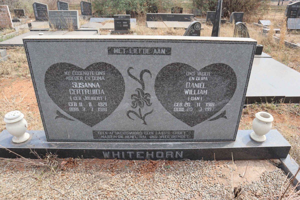 WHITEHORN Daniel William 1918-1997 & Susanna Gertruida JOUBERT 1921-1988