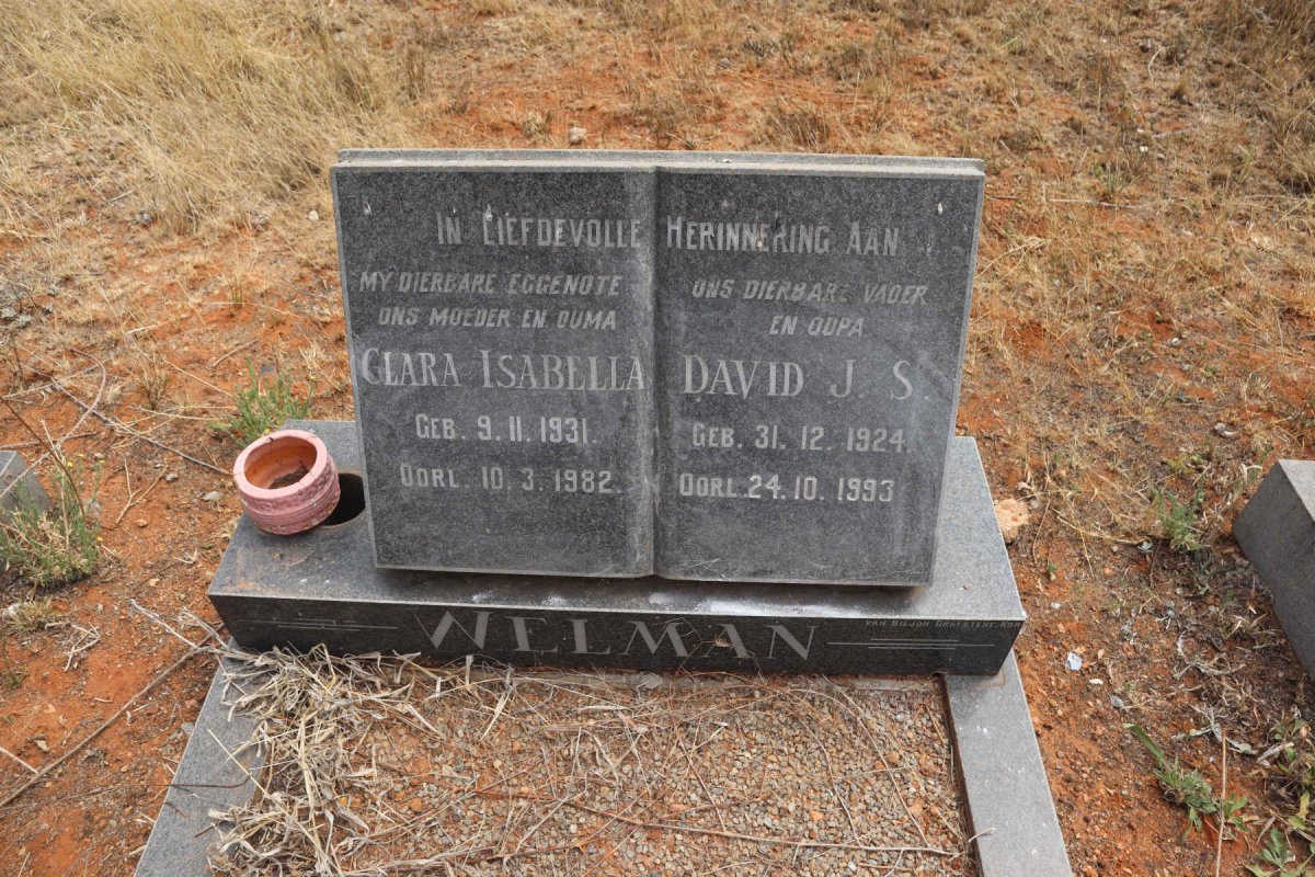 WELMAN David J.S. 1924-1993 & Clara Isabella 1931-1982