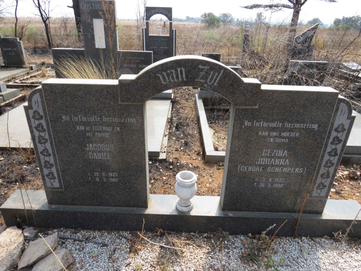 ZYL Jacobus Daniel, van 1923-1983 & Gezina Johanna SCHEMPERS 1922-1998