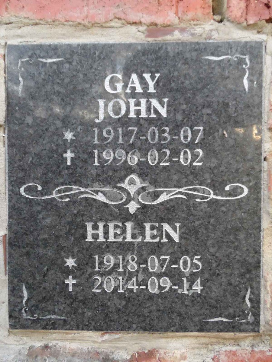 GAY John 1917-1996 &amp; Helen 1918-2014