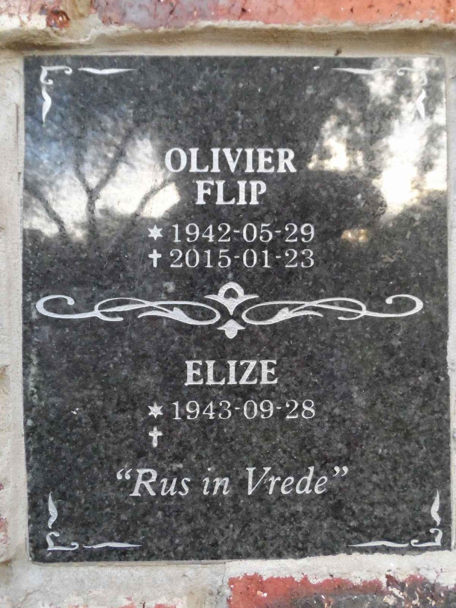 OLIVIER Flip 1942-2015 &amp; Elize 1943-