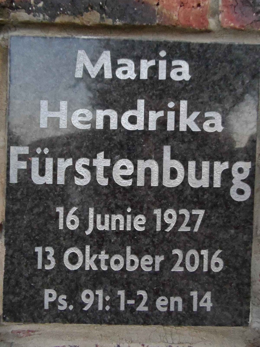 FURSTENBURG Maria Hendrika 1927-2016
