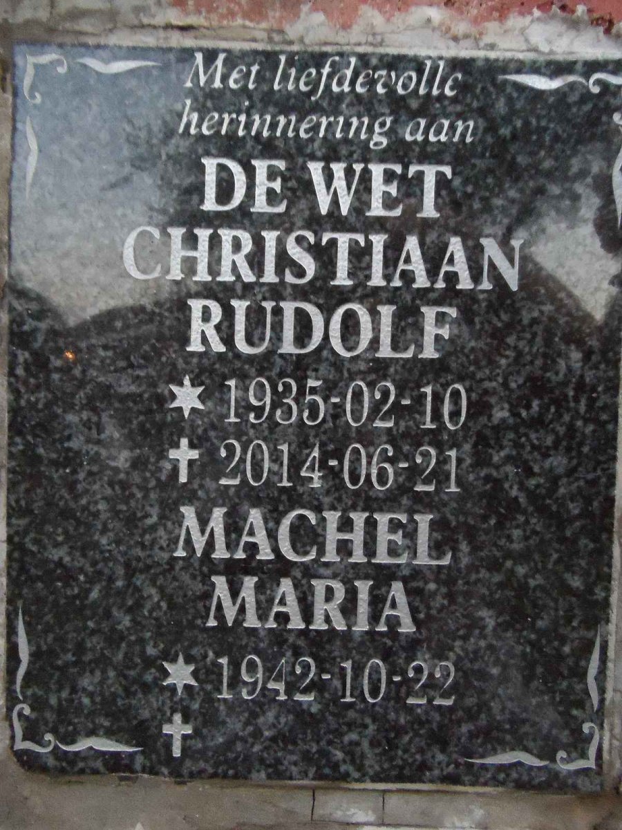 WET Christiaan Rudolf, de 1935-2014 &amp; Machel Maria 1922-
