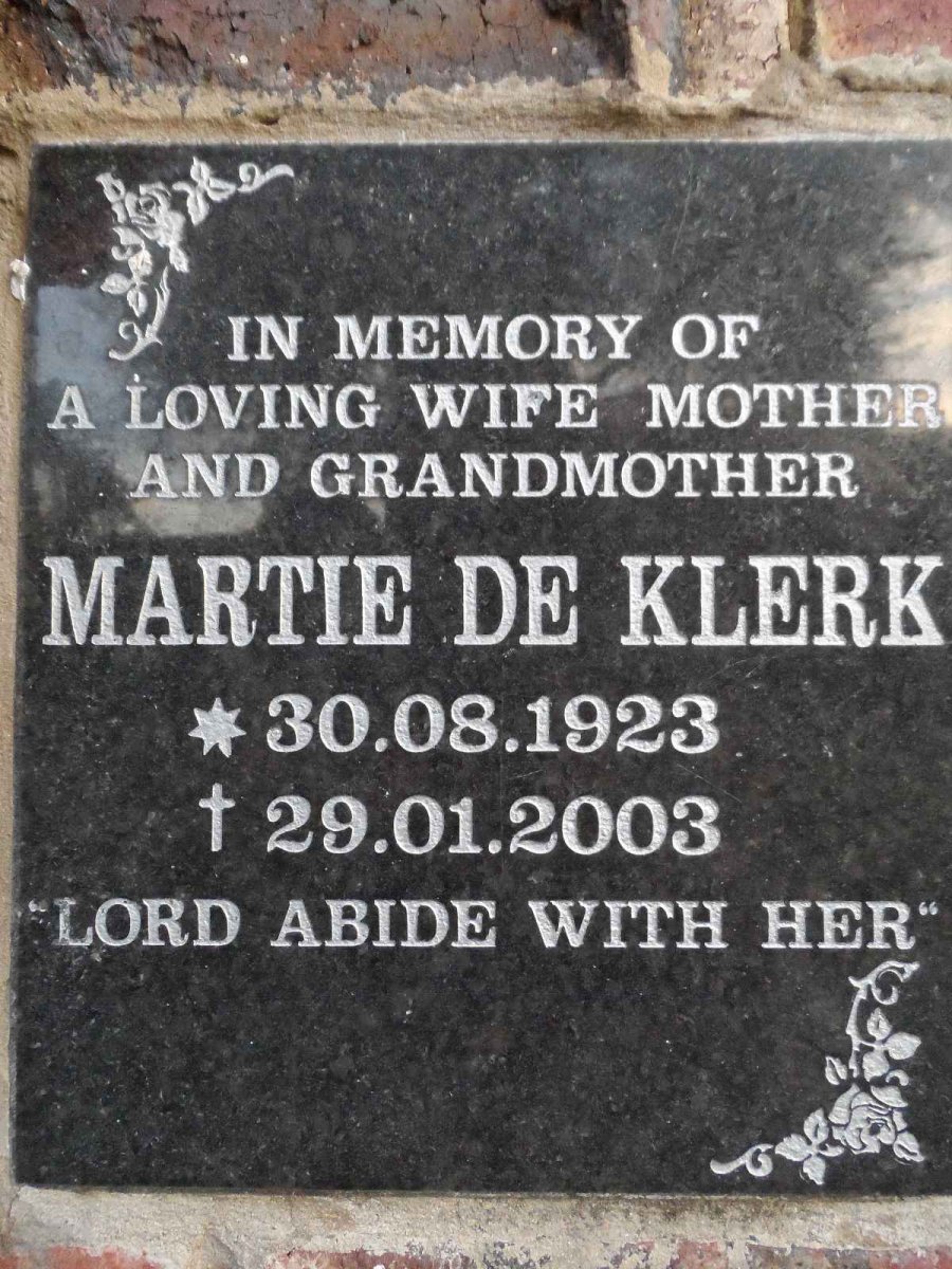 KLERK Martie, de 1923-2003