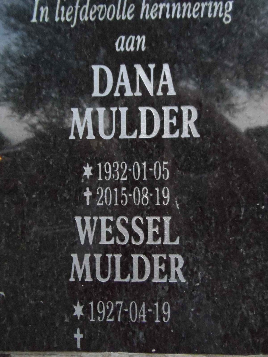 MULDER Wessel 1927- &amp; Dana 1932-2015